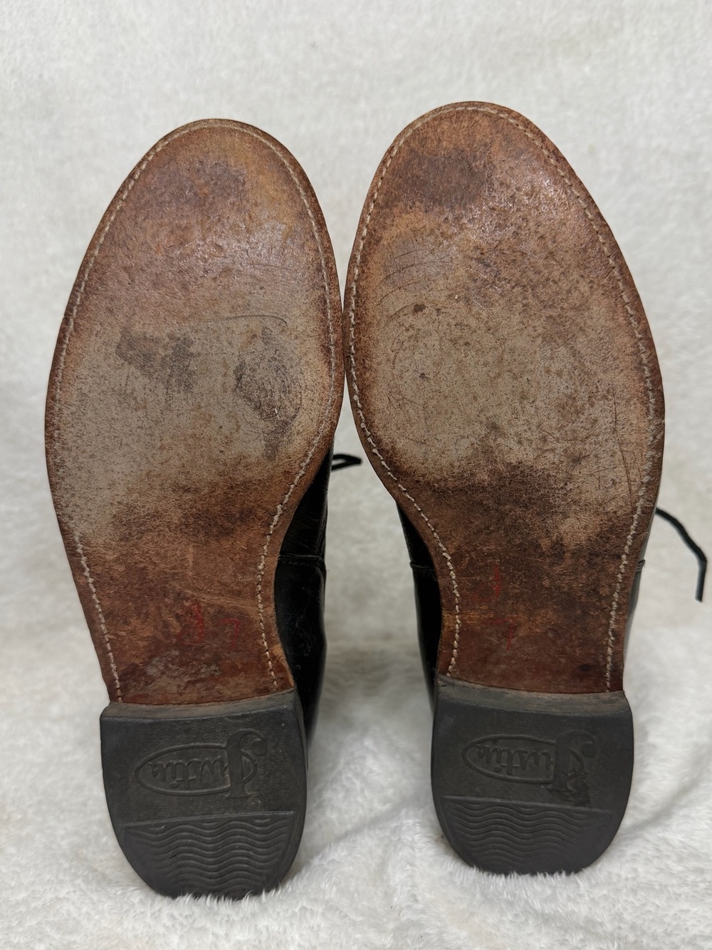 Vintage Justin black leather lace-up roper boots size 7.5 - Picture 10 of 13
